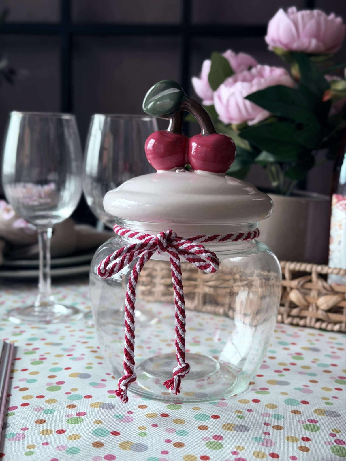 Bocal de rangement avec cerise - 1200 ml