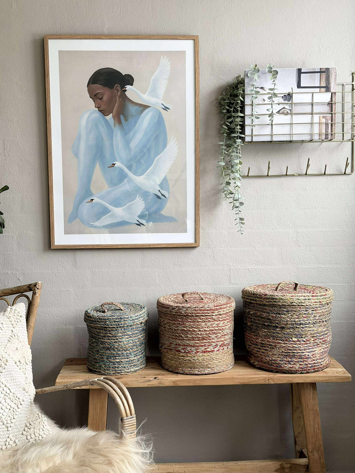 Paniers avec couvercle COLOR - Lot de 3