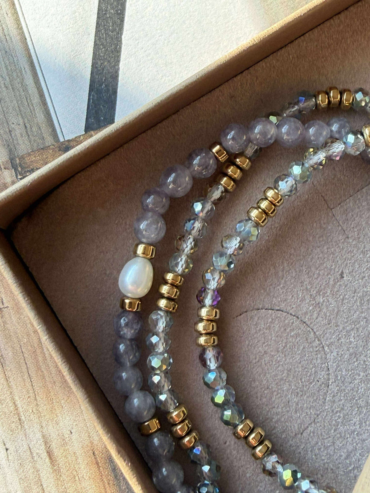 Bracelet Leah Lavande/Stone – Lot de 3 pièces