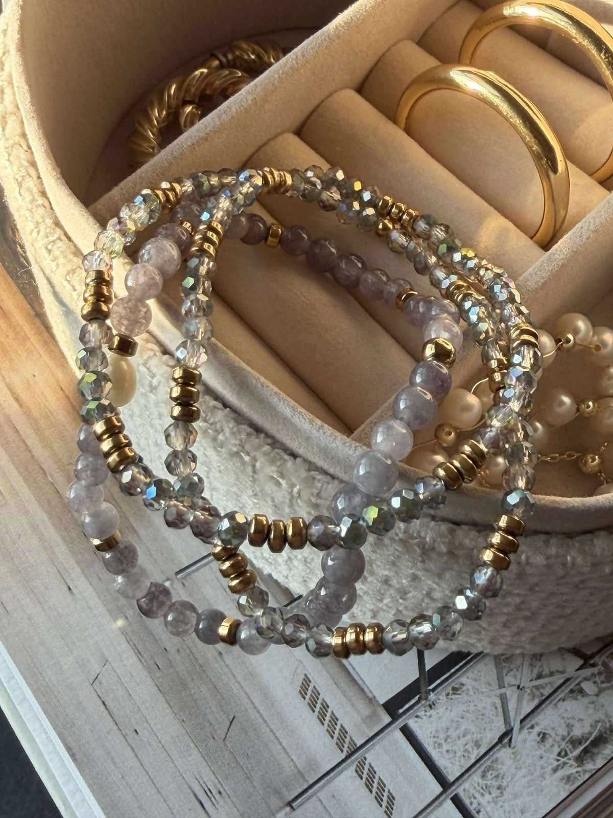 Bracelet Leah Lavande/Stone – Lot de 3 pièces