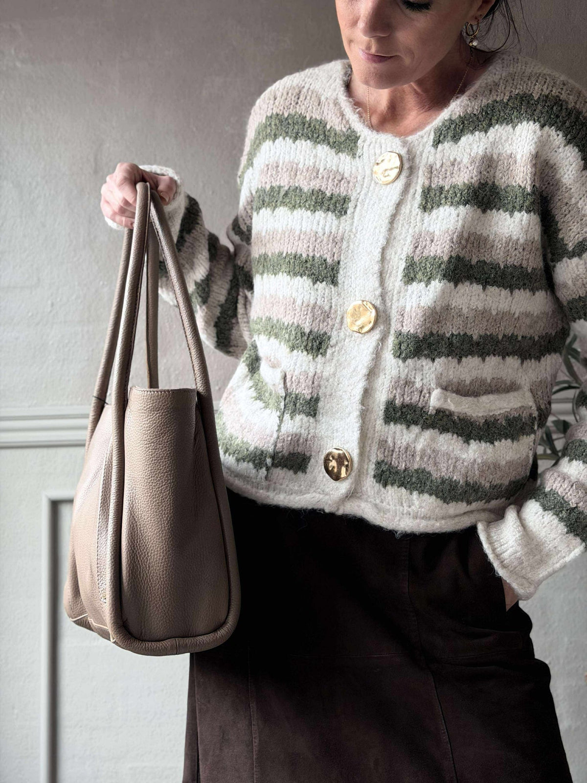 Cardigan Rayures vertes