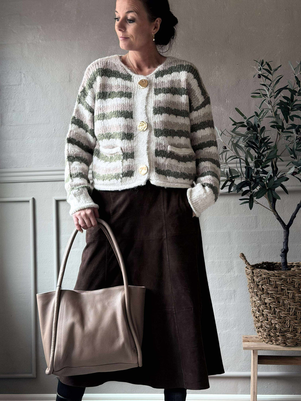 Cardigan Rayures vertes