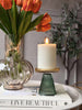 Bougeoir en verre - Doré/Vert