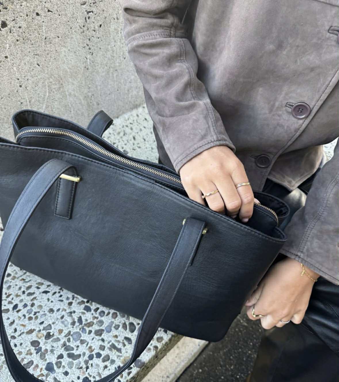 Sac de travail / cabas - Black leather