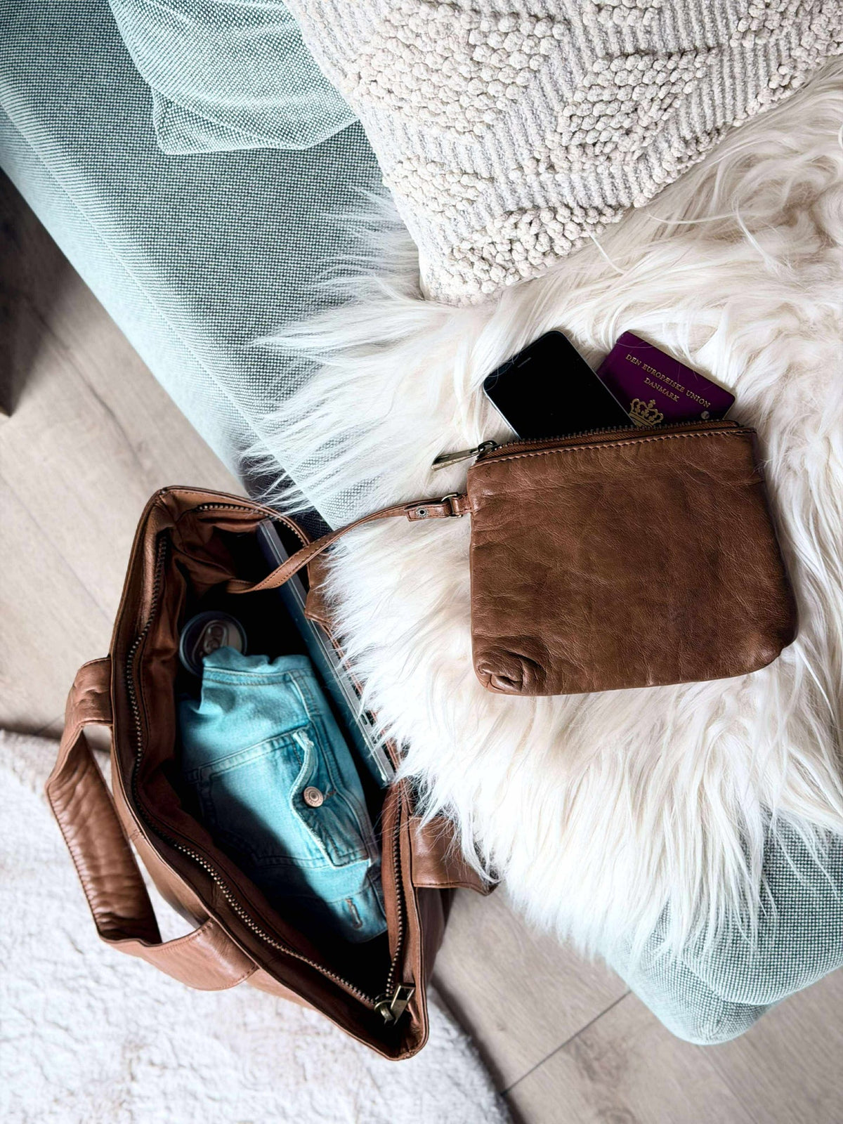 Shopper avec pochette MILLE –  COGNAC