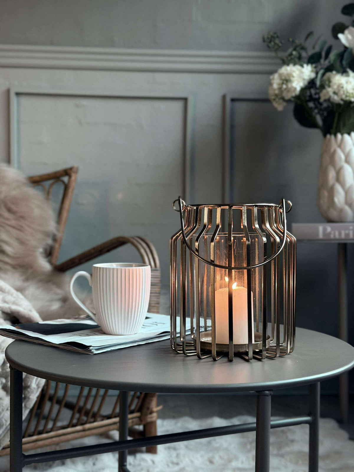 Lanterne en verre - Gold 21 cm