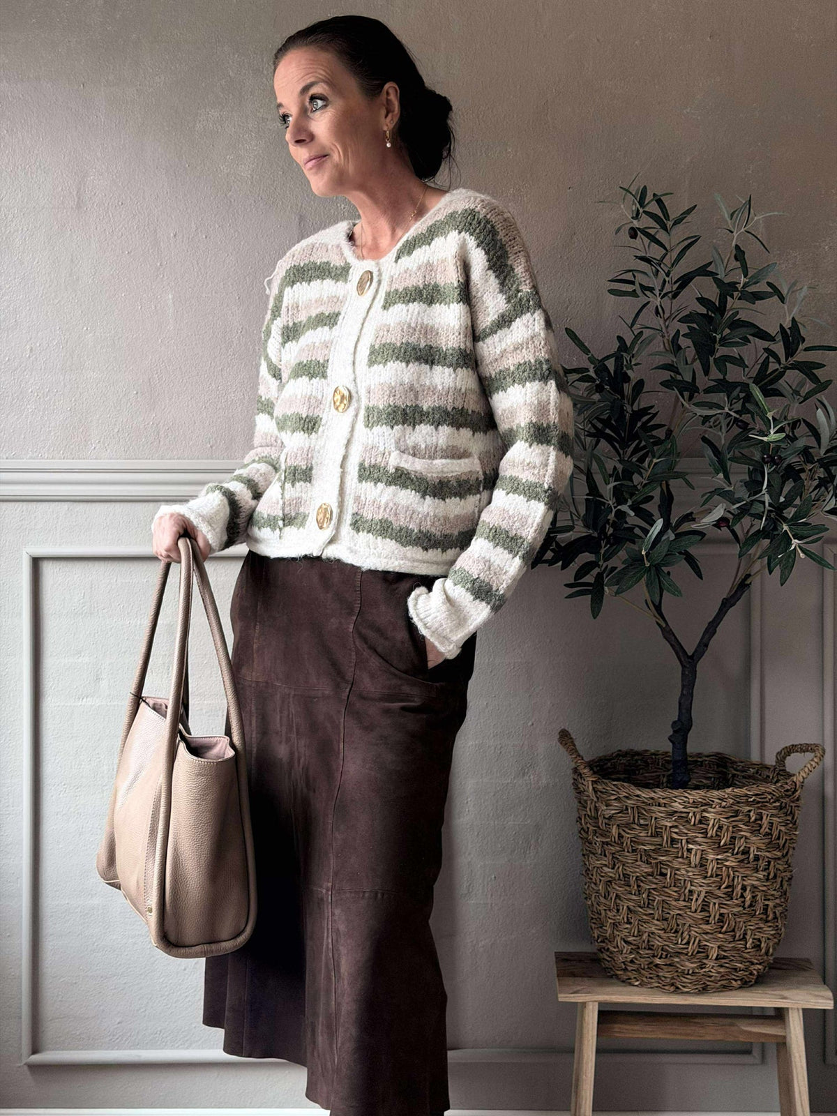 Cardigan Rayures vertes