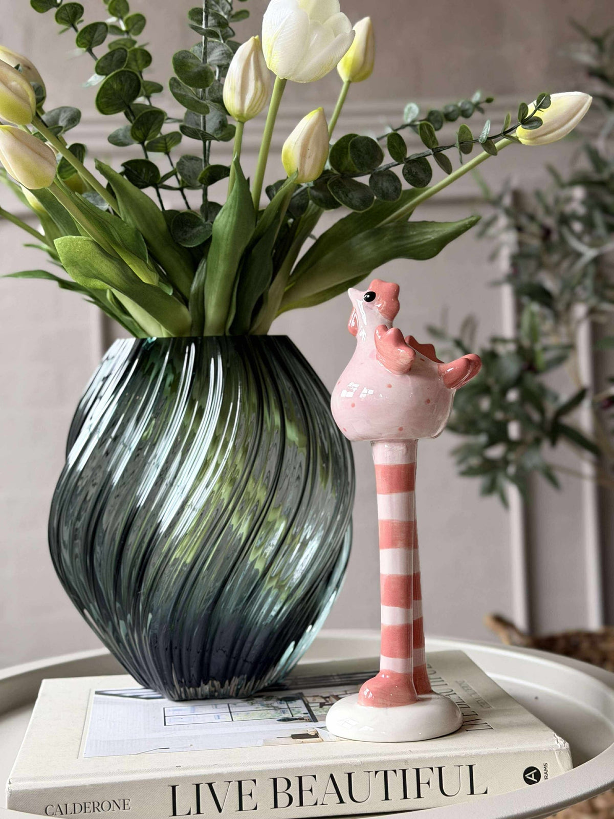 Poule aux longues pattes - Rose