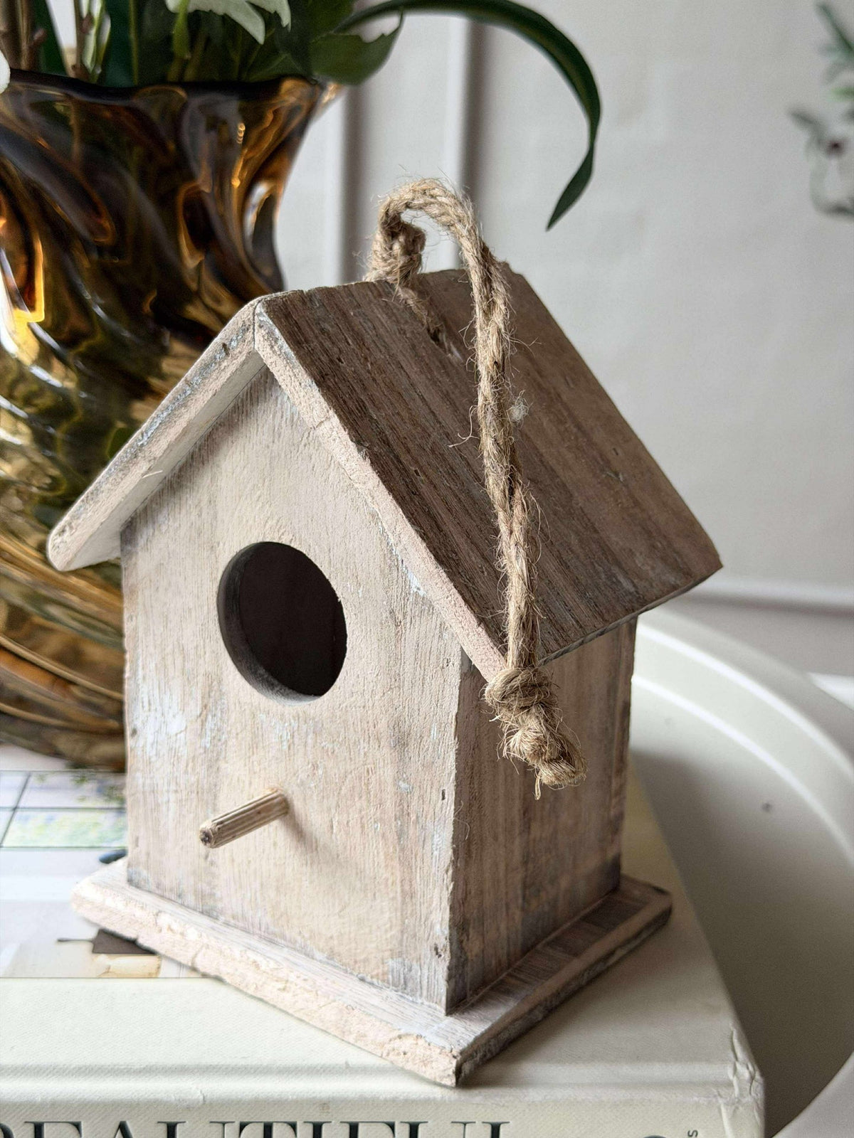Mangeoire à oiseaux en bois - Gris clair