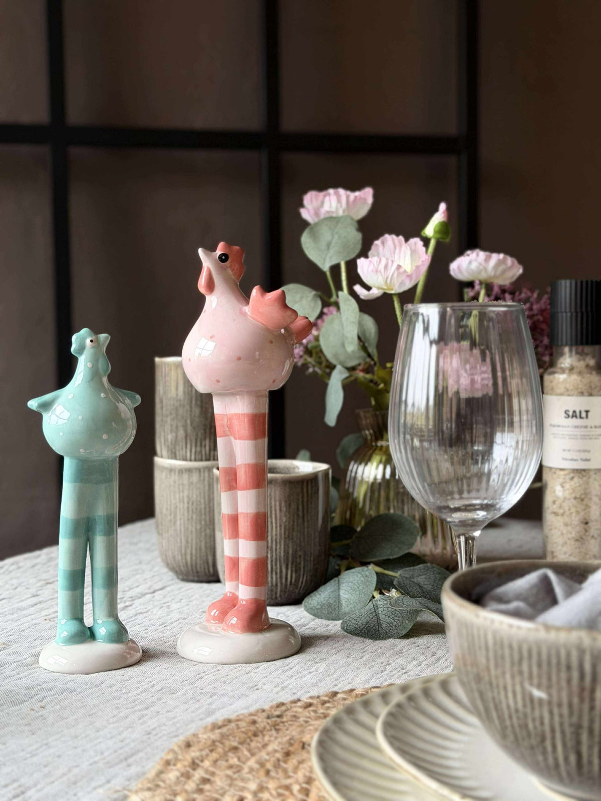 Poule aux longues pattes - Rose