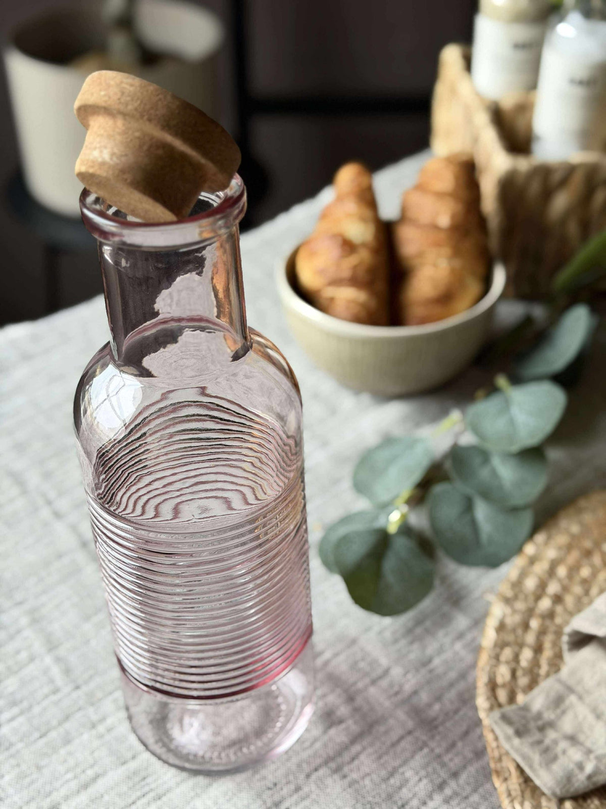 Bouteille d’eau avec bouchon en liège – Rose 1 l