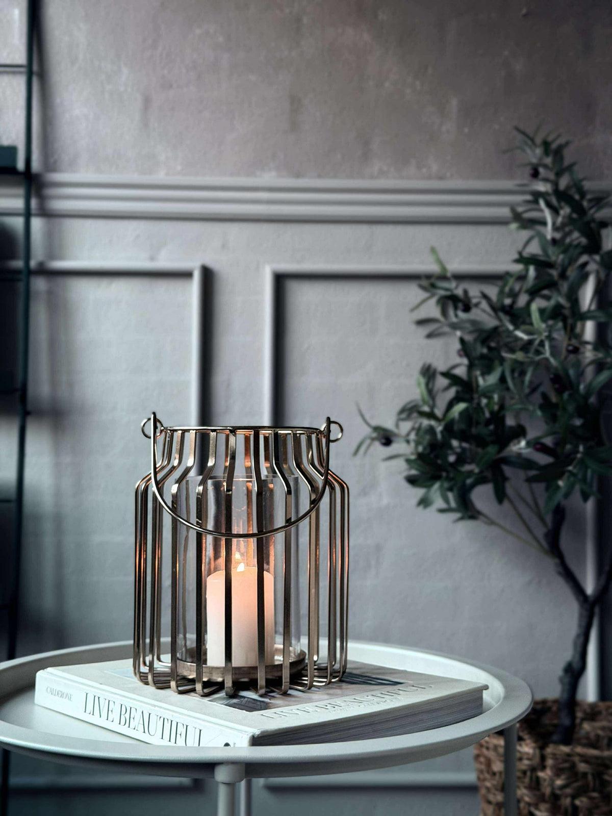 Lanterne en verre - Gold 21 cm