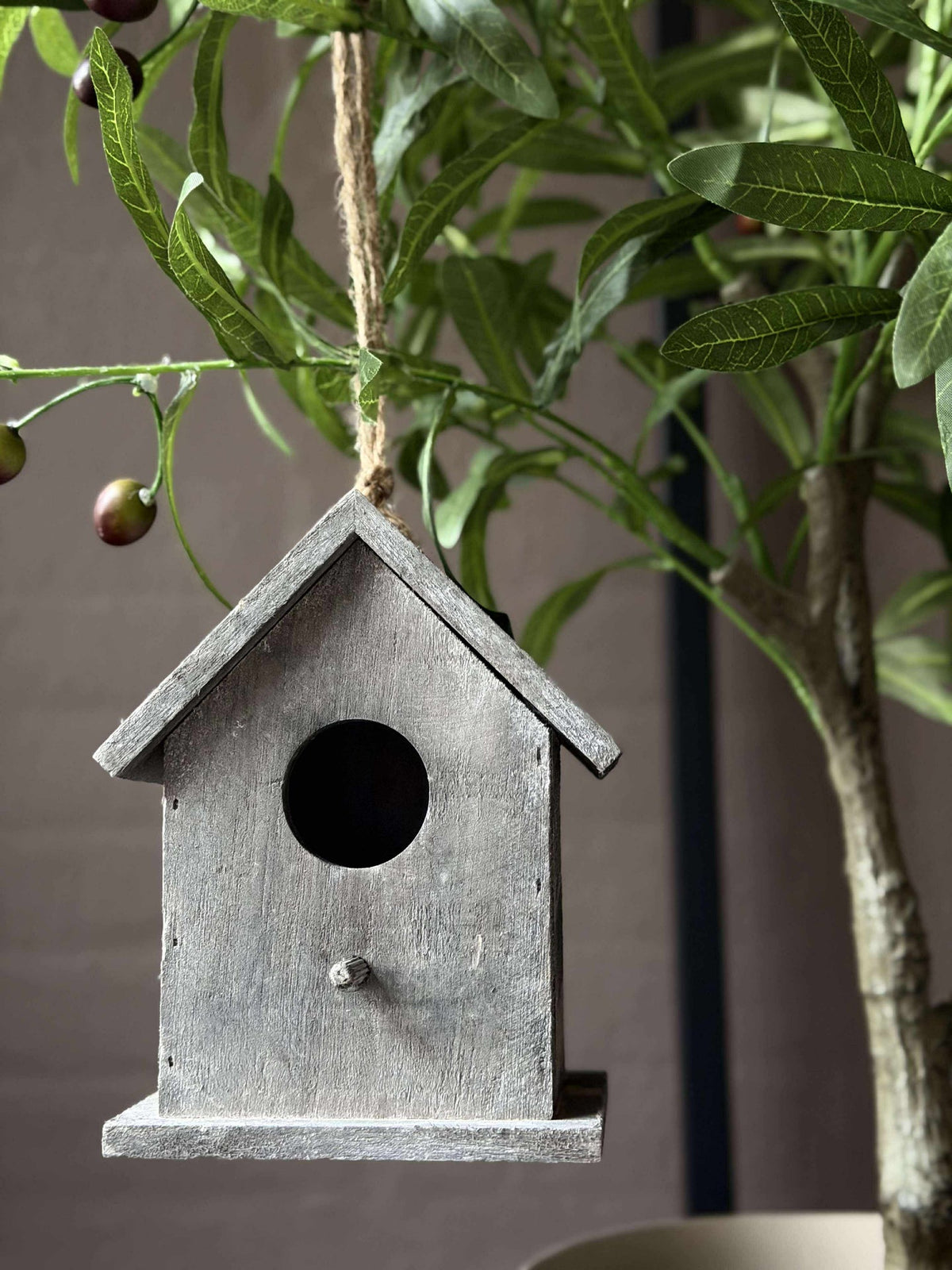 Maisonnette pour oiseaux en bois - Grise