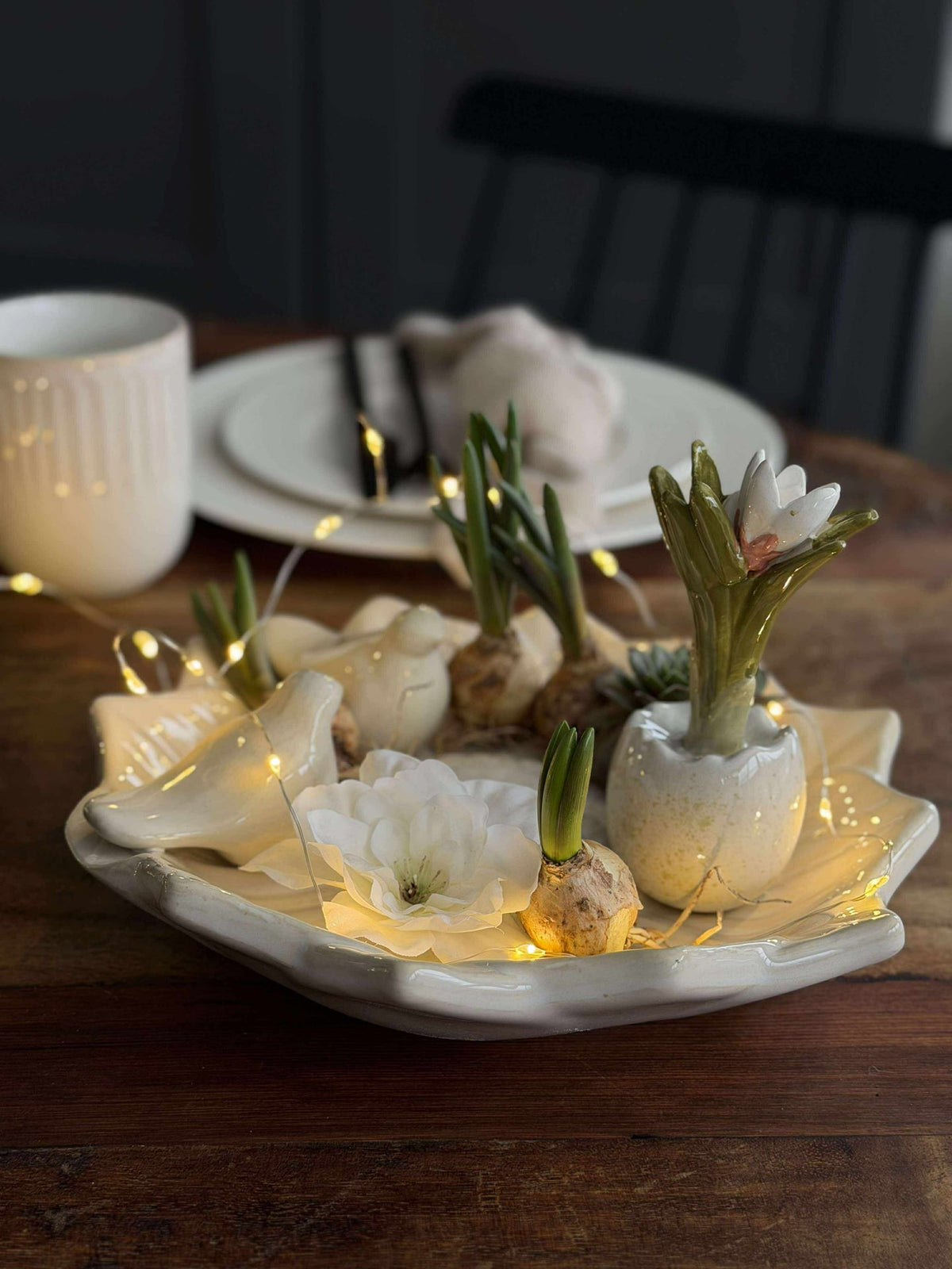 Plat avec oiseaux – White