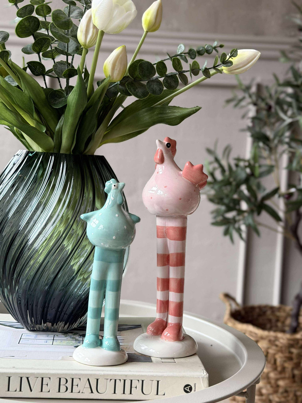 Poule aux longues pattes - Rose