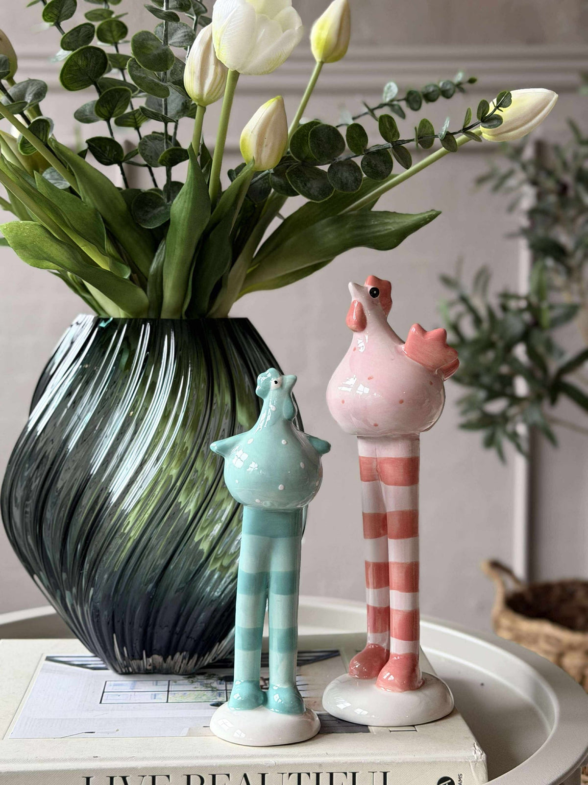 Poule aux longues pattes - Rose