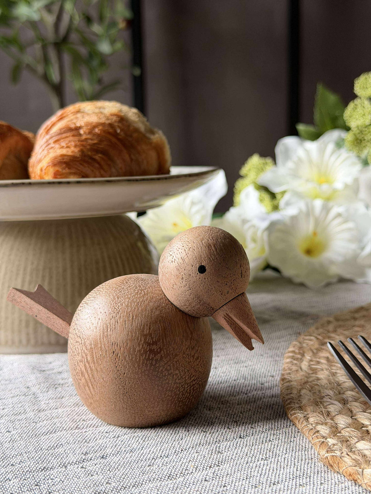 Oiseau assis - Ambre brun grand