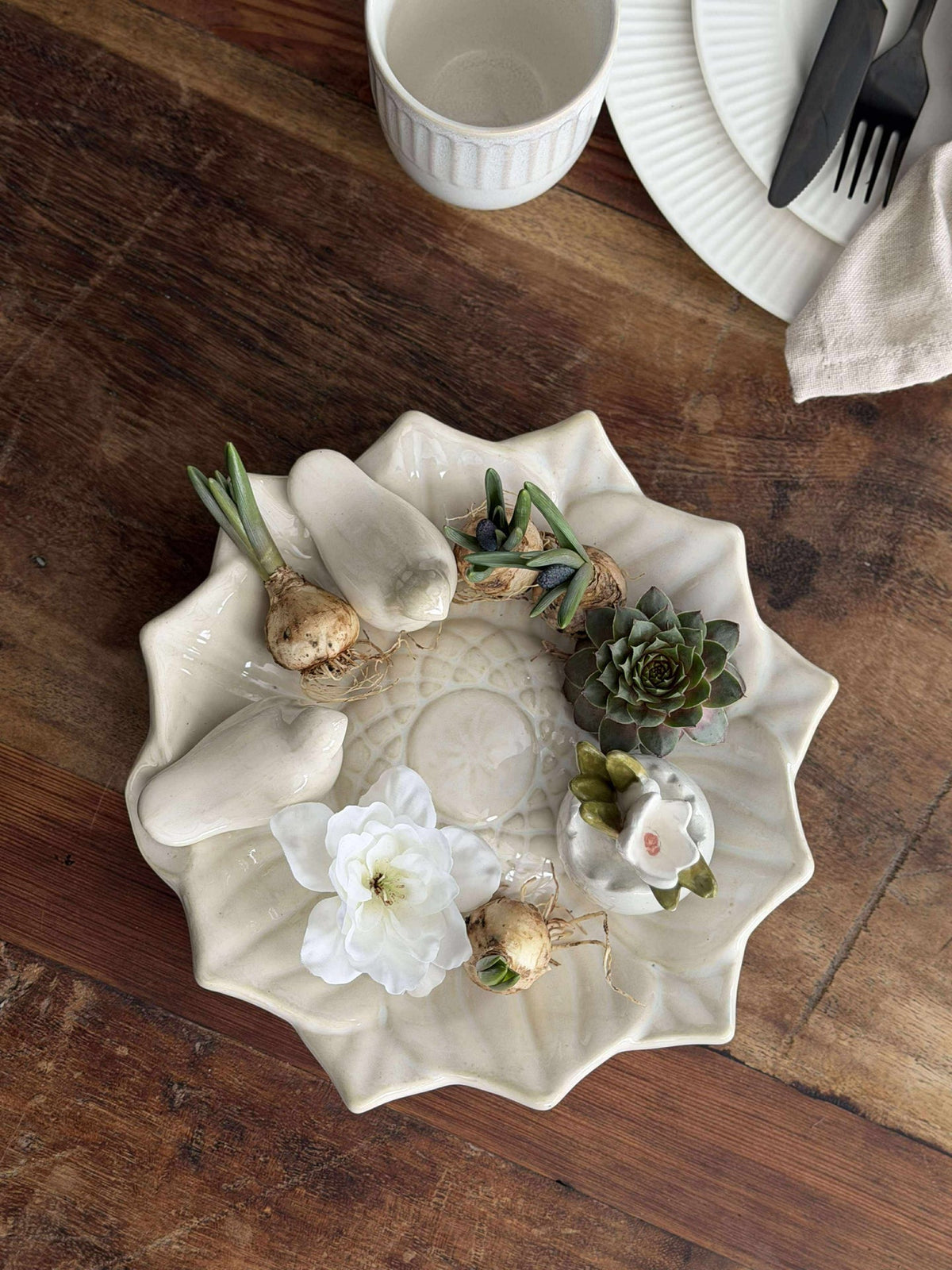 Plat avec oiseaux – White