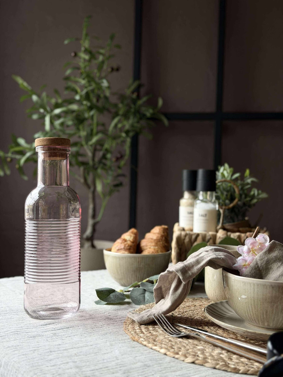 Bouteille d’eau avec bouchon en liège – Rose 1 l