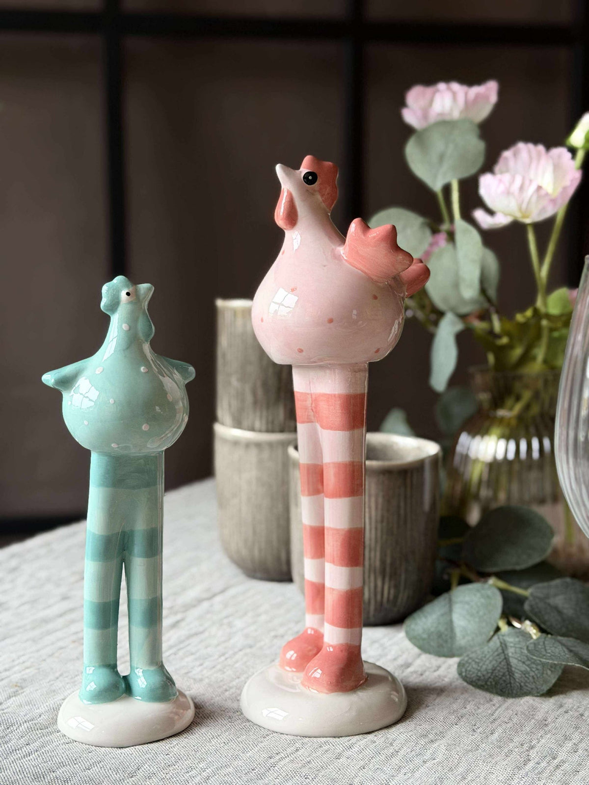 Poule avec longues pattes - Bleu