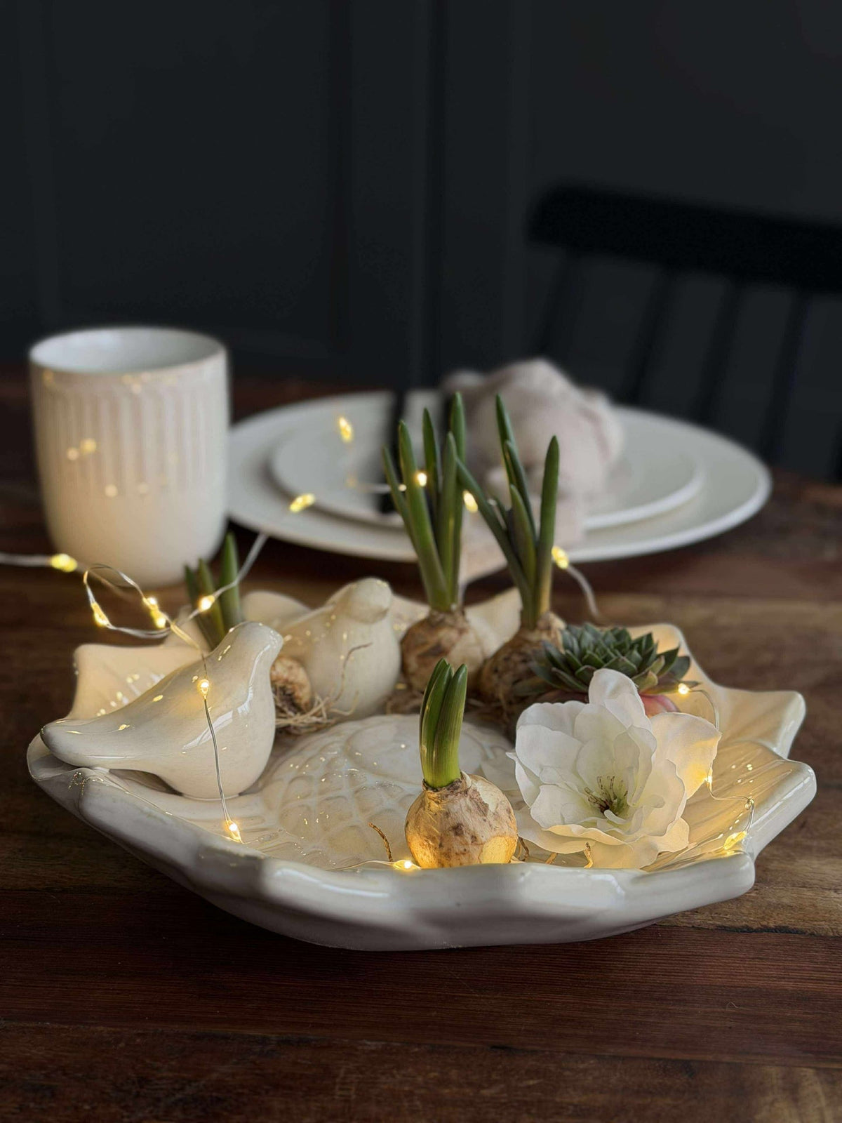 Plat avec oiseaux – White