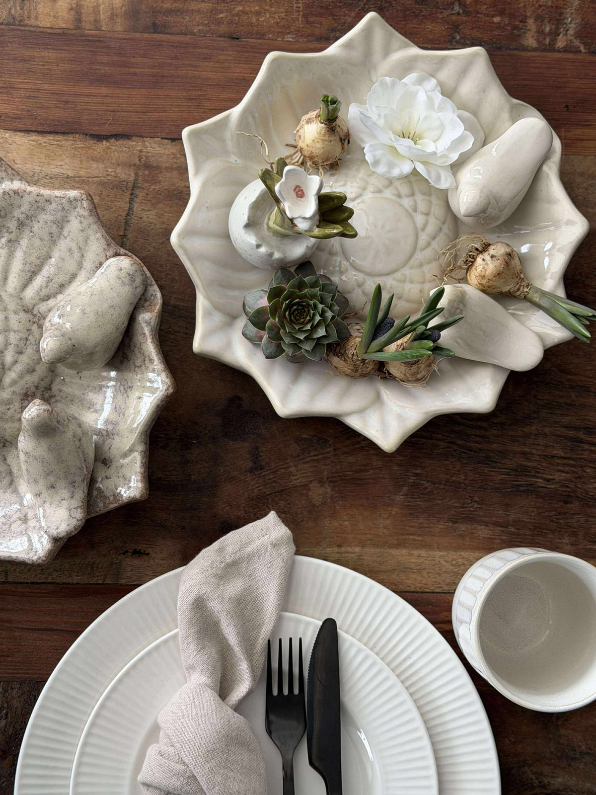 Plat avec oiseaux – White