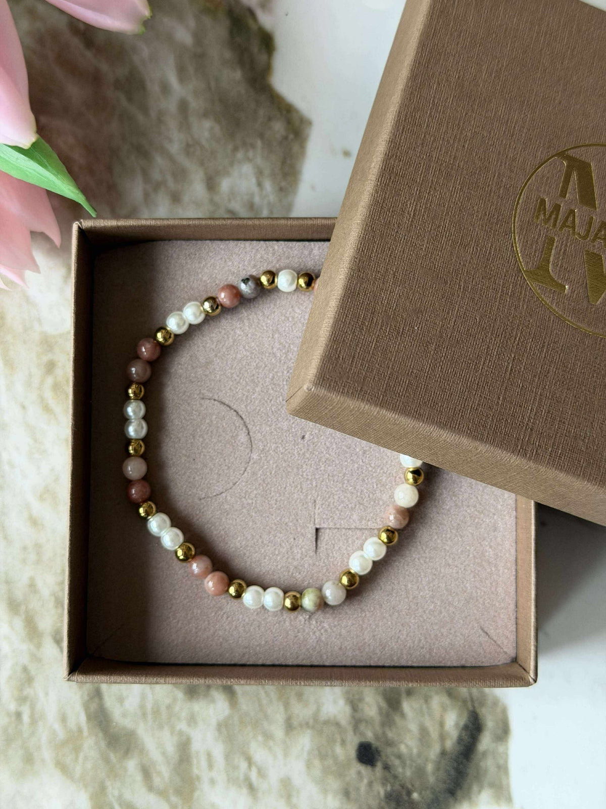 Bracelet Asta - Pierre naturelle plaqué or