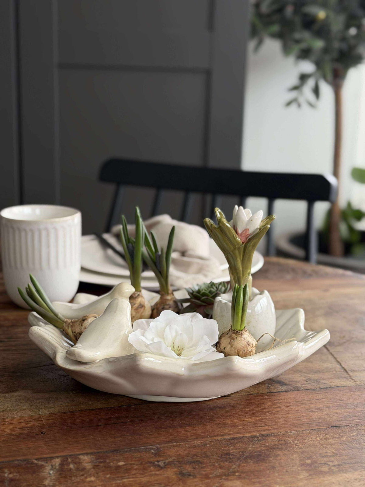 Plat avec oiseaux – White