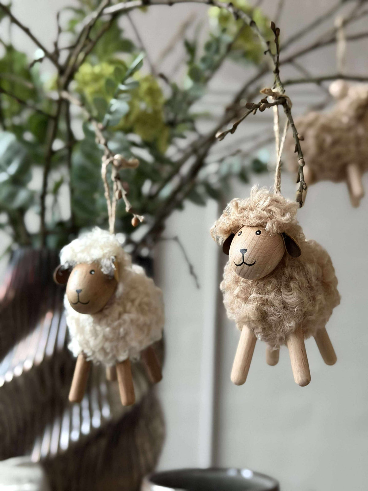 Mouton Fluffy Hêtre/Naturel 8 cm
