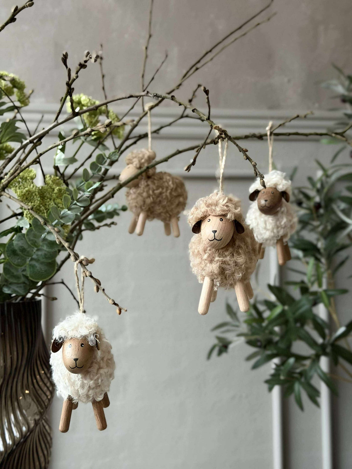 Mouton Fluffy Hêtre/Naturel 8 cm