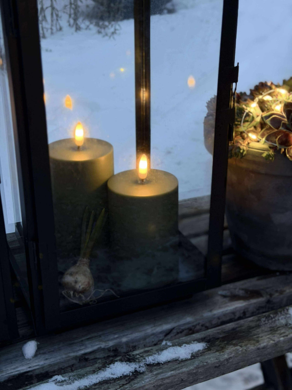 Bougies LED d'extérieur - Lot de 3 - Vert