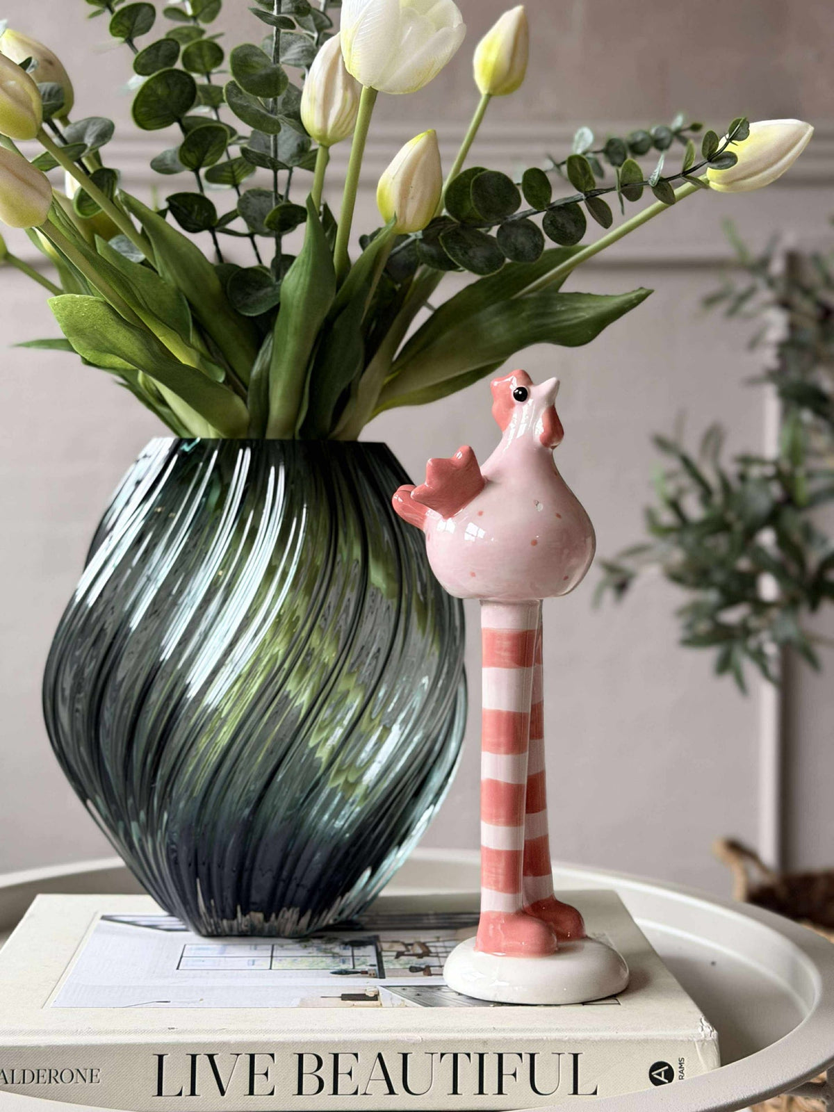 Poule aux longues pattes - Rose