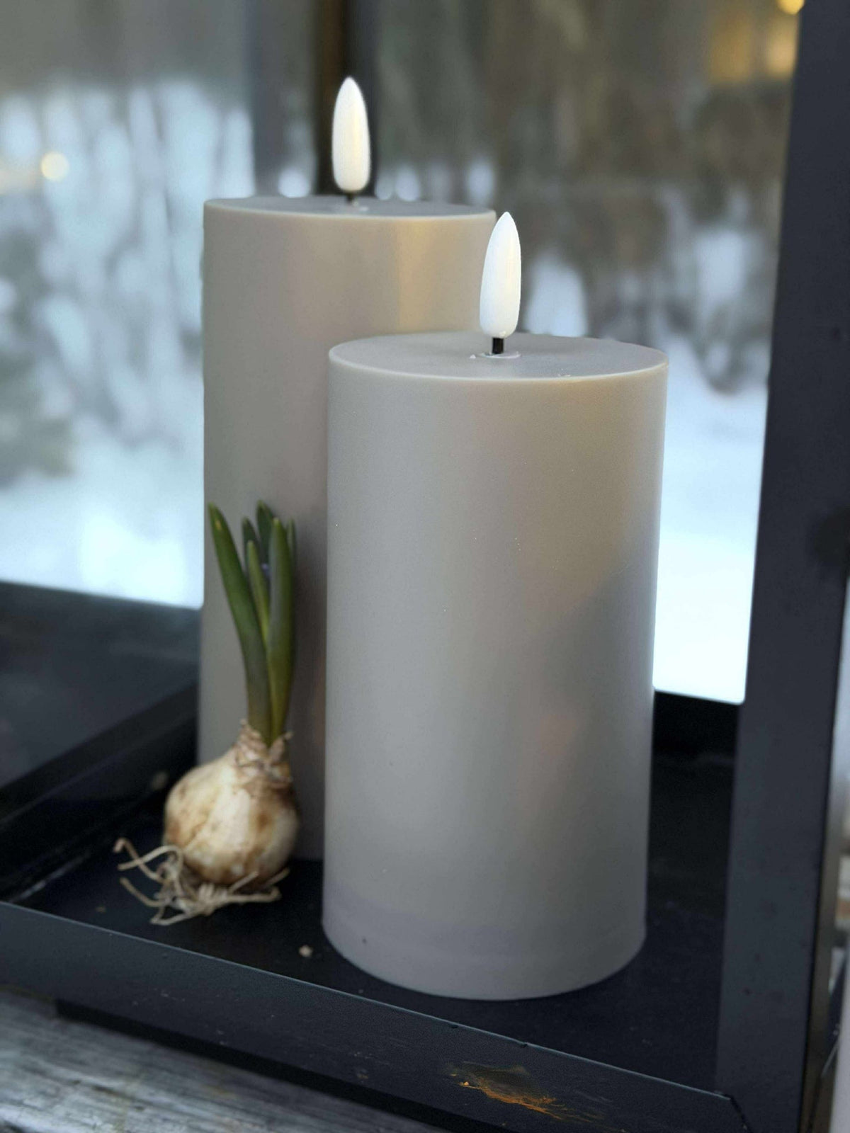 Ensemble de 3 bougies bloc LED d’extérieur – Sable