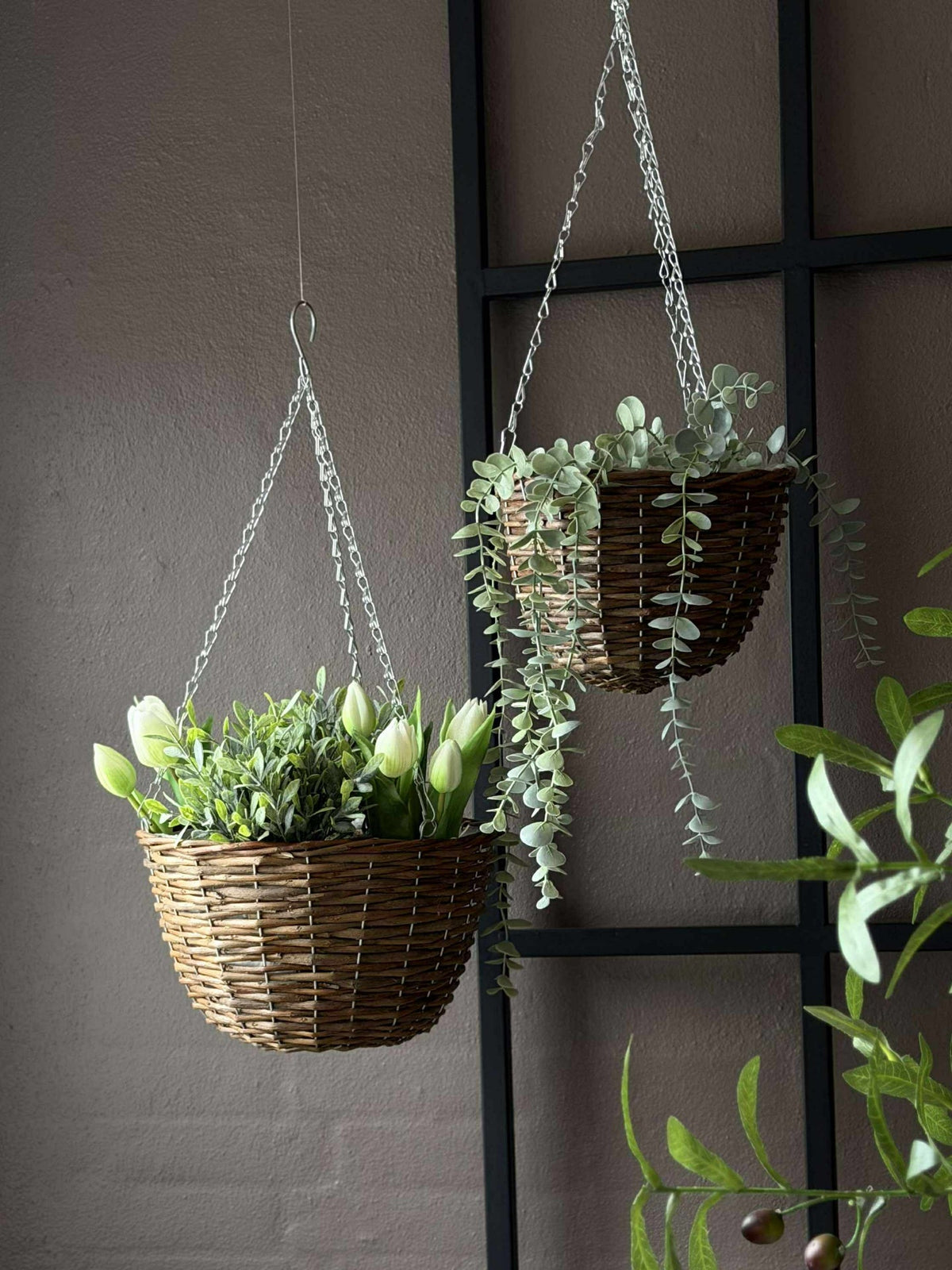 Pot suspendu en osier - lot de 2