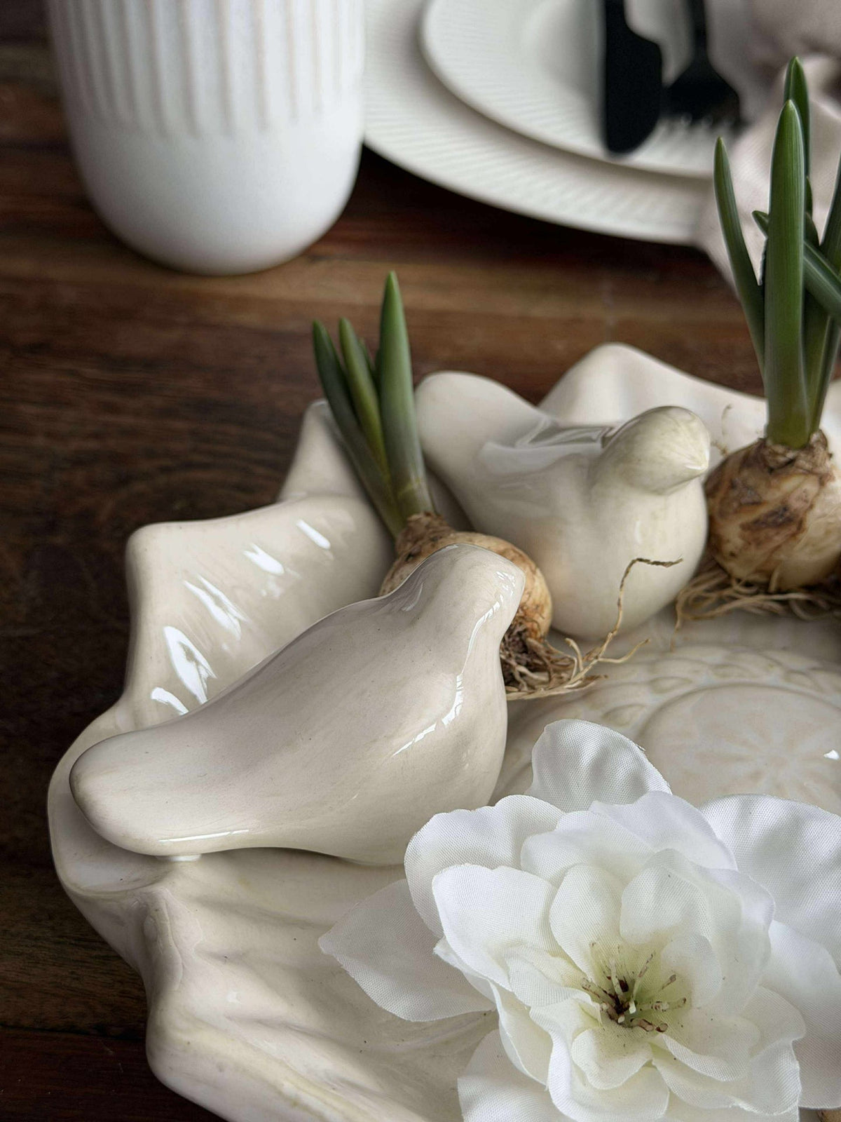 Plat avec oiseaux – White
