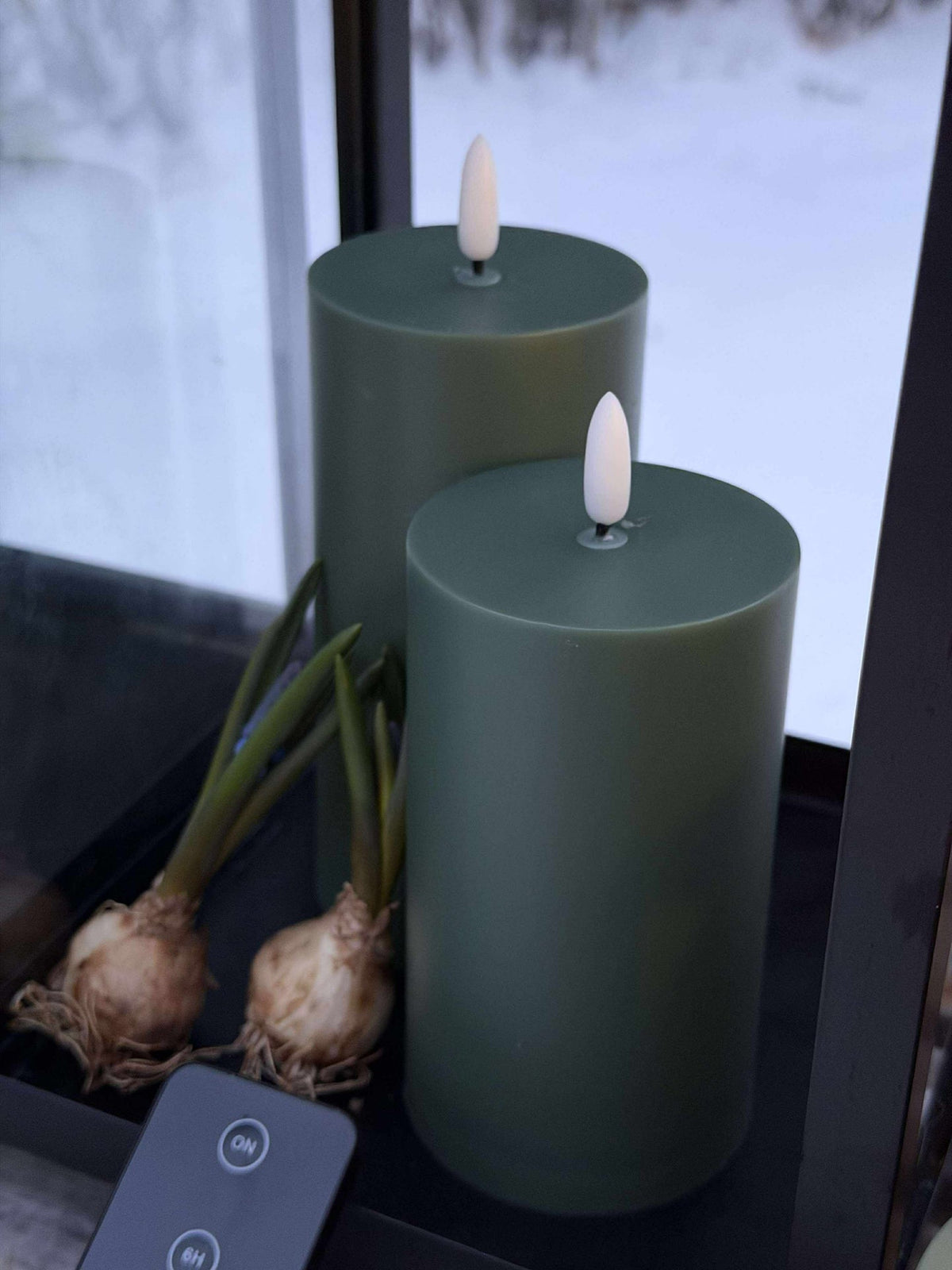 Bougies LED d'extérieur - Lot de 3 - Vert