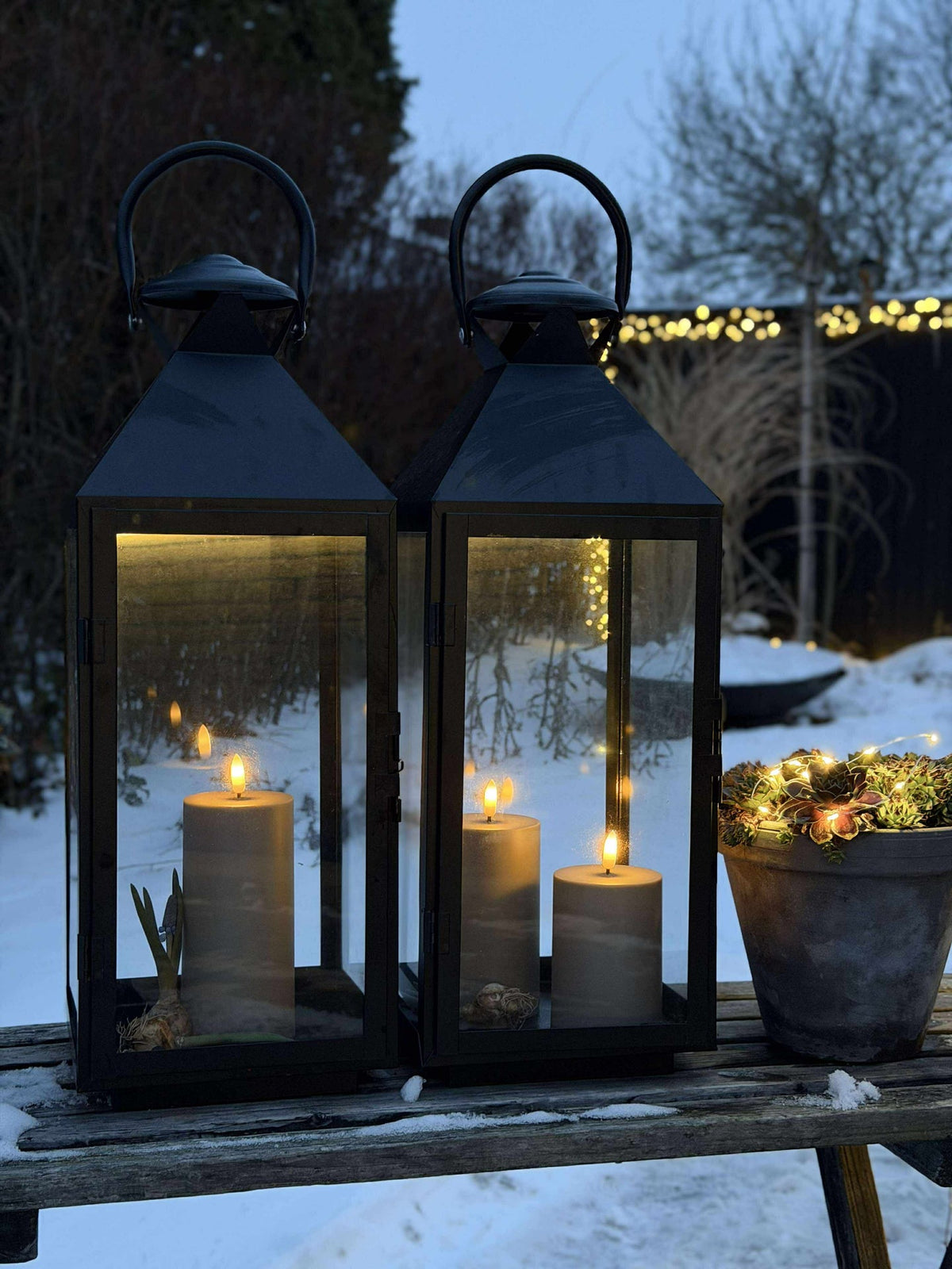 Ensemble de 3 bougies bloc LED d’extérieur – Sable