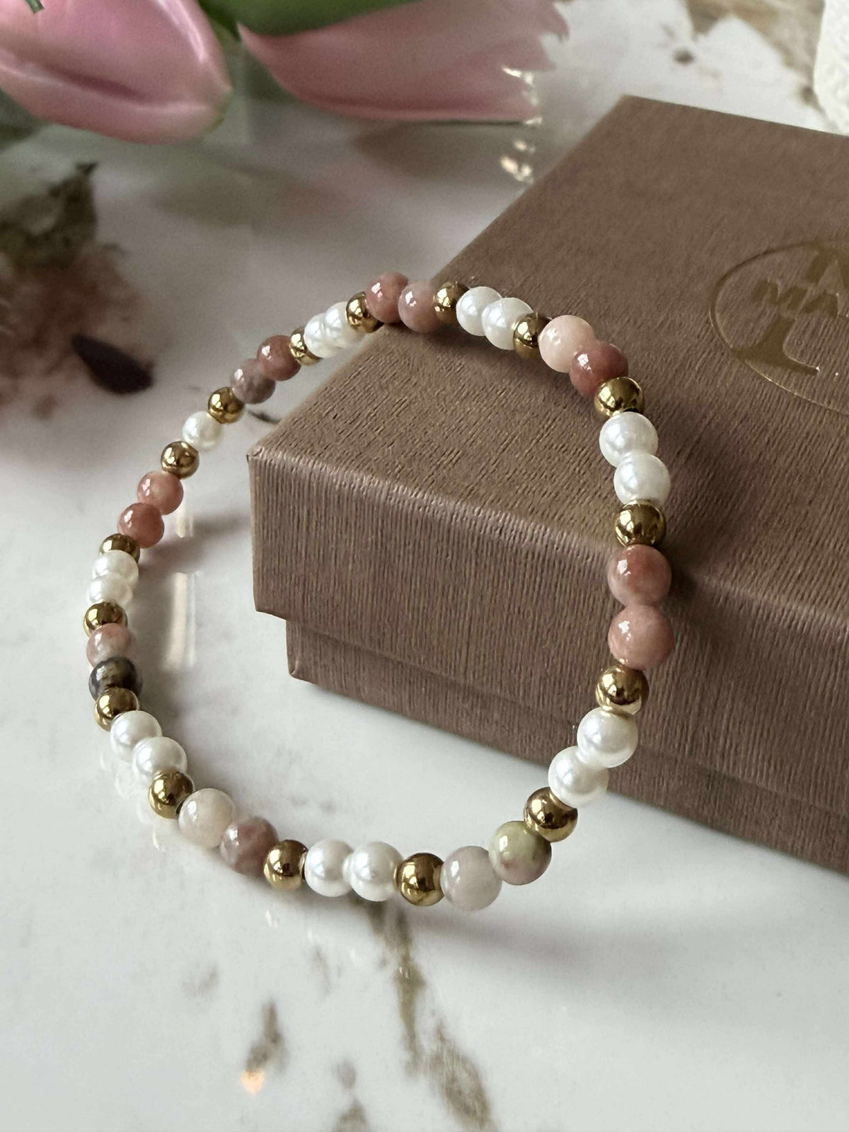 Bracelet Asta - Pierre naturelle plaqué or