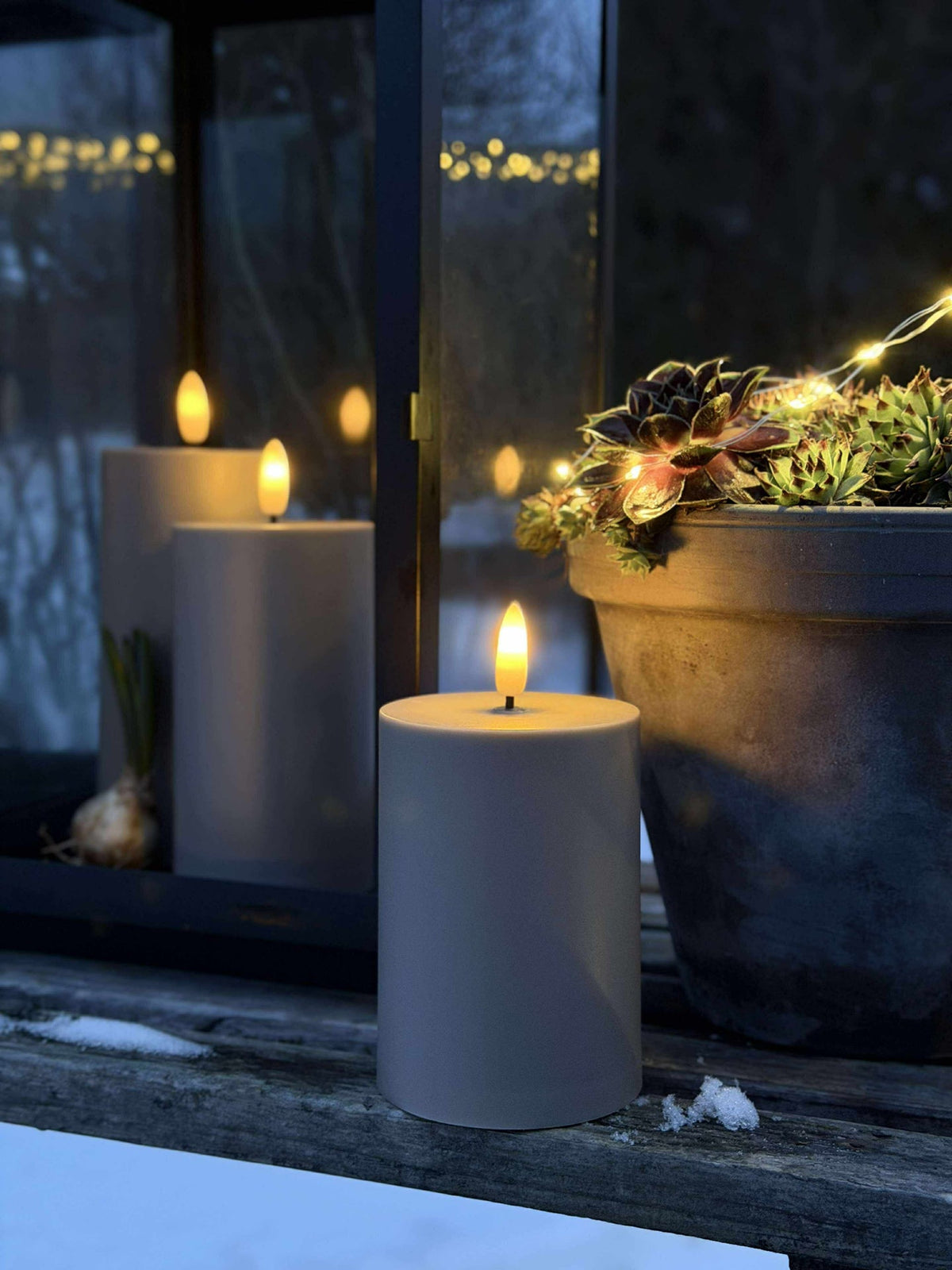 Ensemble de 3 bougies bloc LED d’extérieur – Sable
