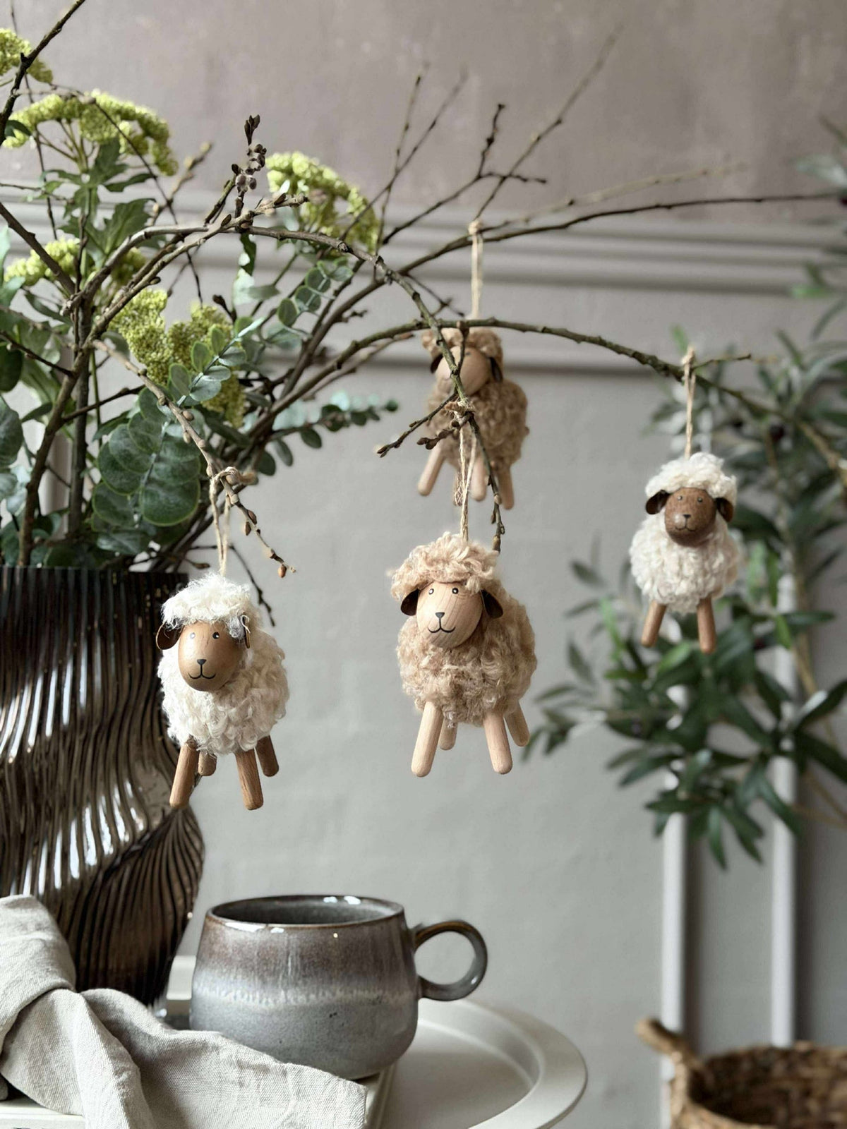 Mouton Fluffy Hêtre/Naturel 8 cm
