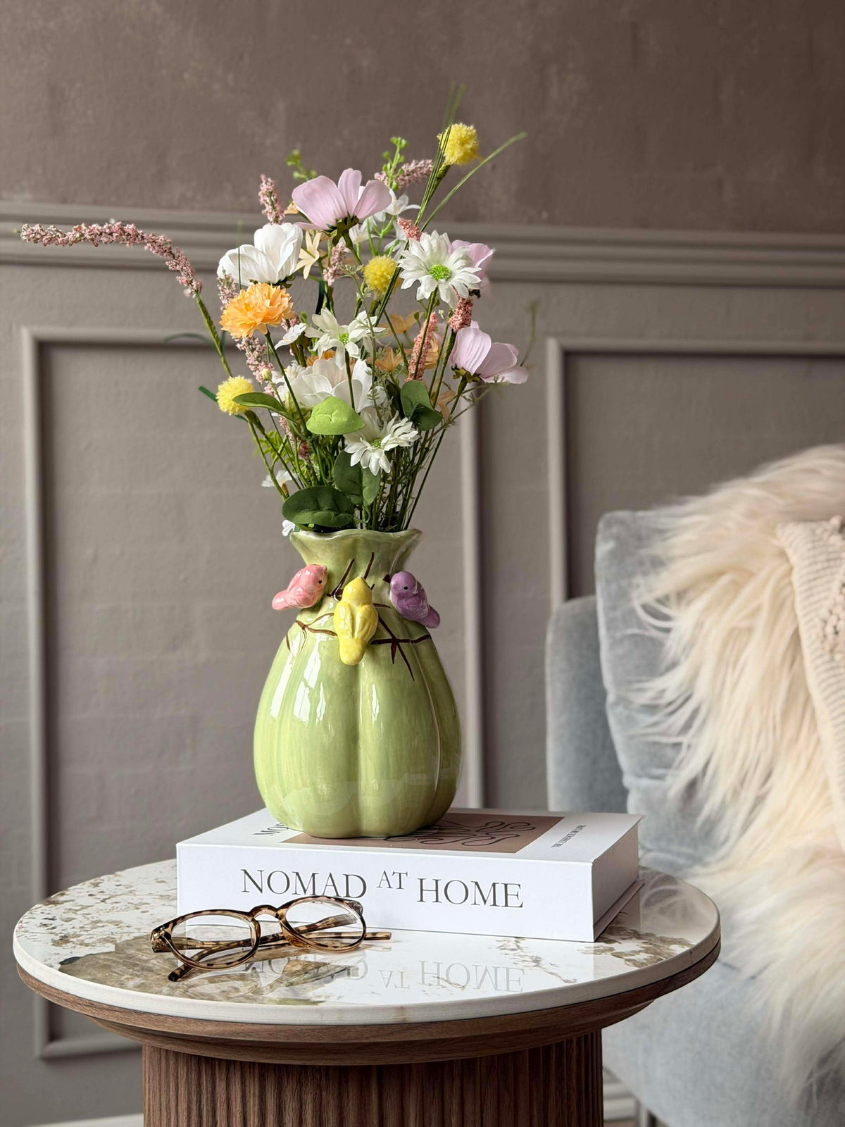 Vase avec déco - Blanc ou Vert