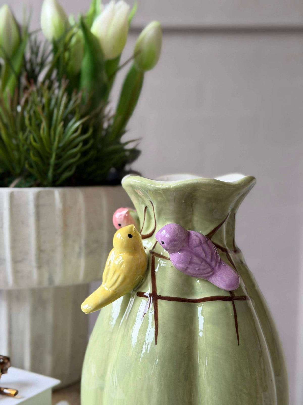 Vase avec déco - Blanc ou Vert