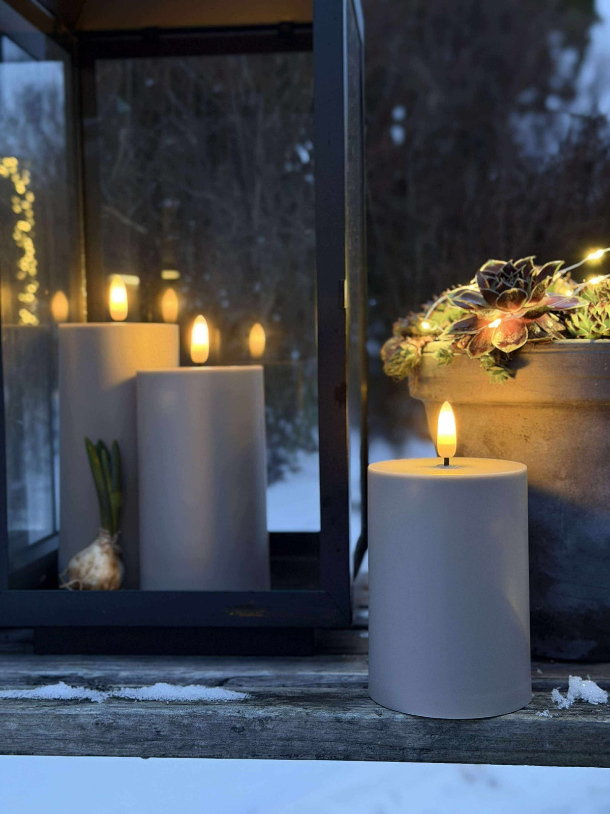 Ensemble de 3 bougies bloc LED d’extérieur – Sable
