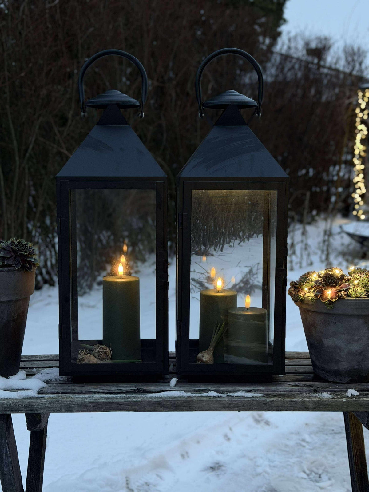 Bougies LED d'extérieur - Lot de 3 - Vert