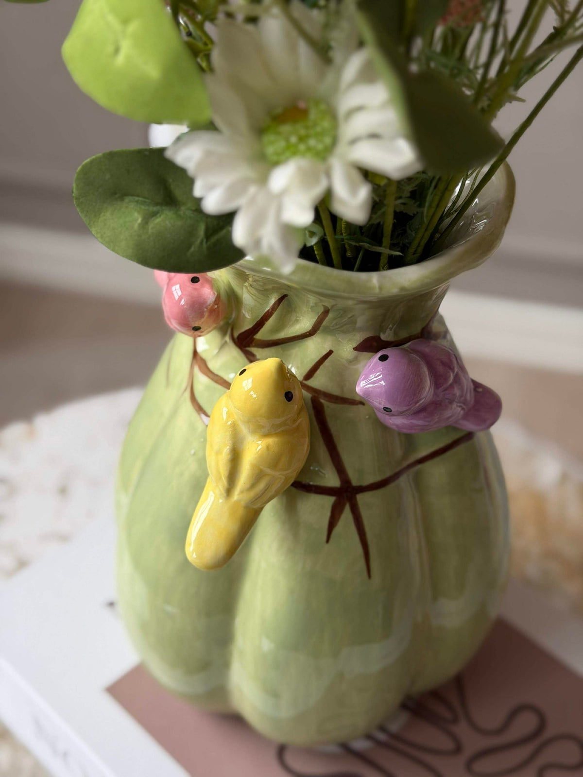 Vase avec déco - Blanc ou Vert