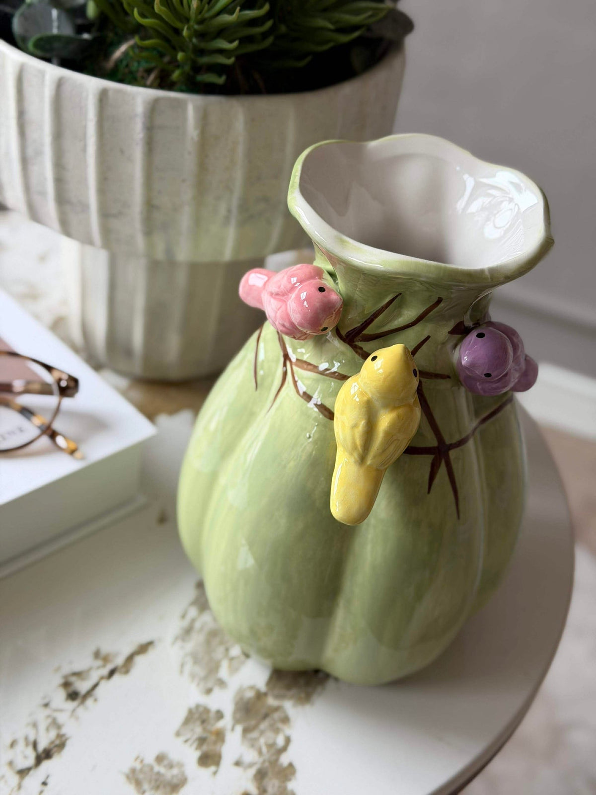 Vase avec déco - Blanc ou Vert