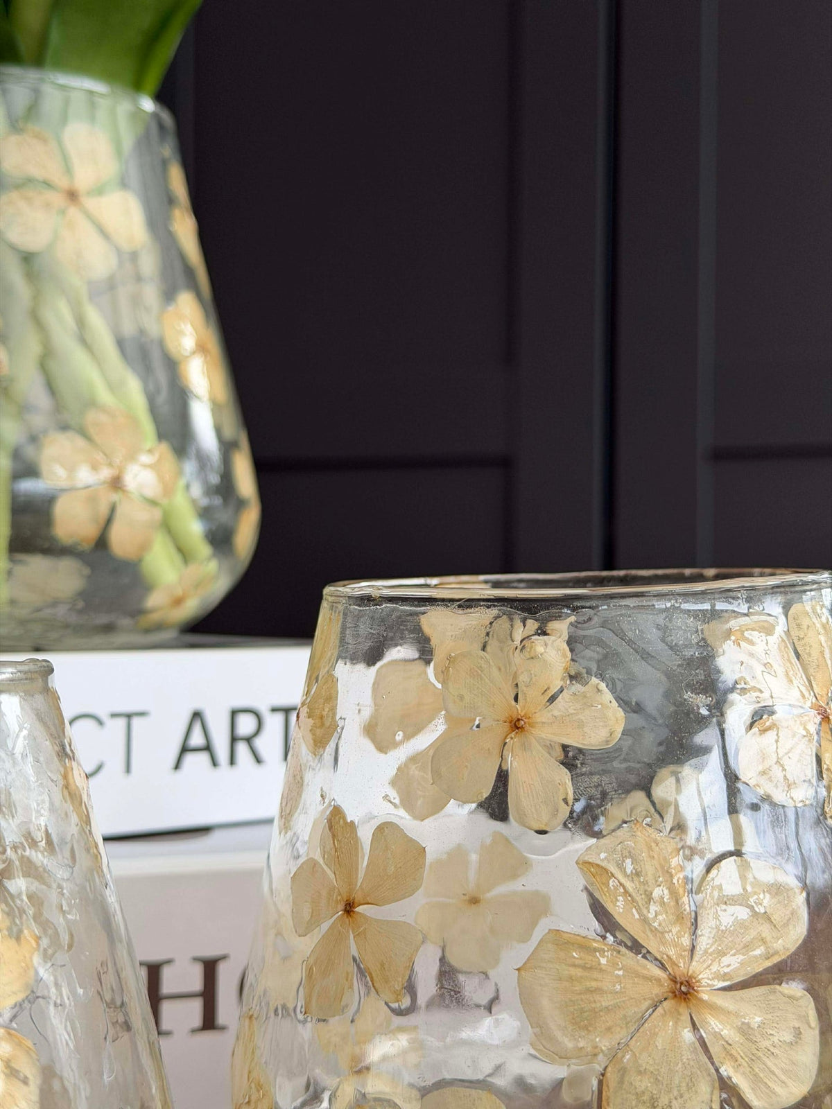 Bougeoir - Verre à motif floral - plusieurs tailles
