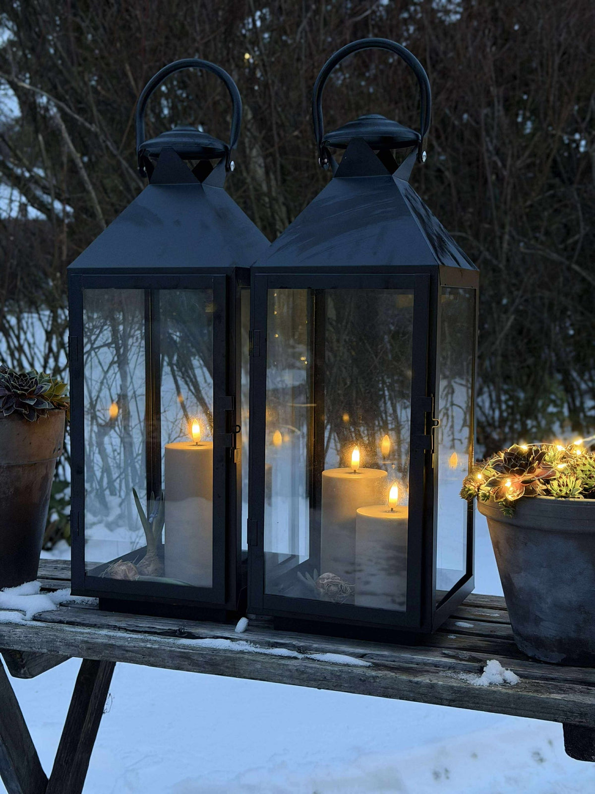 Ensemble de 3 bougies bloc LED d’extérieur – Sable