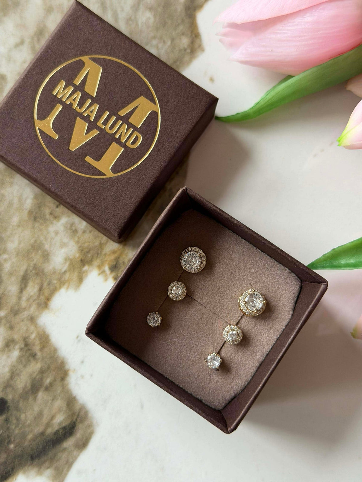 Boîte mixte avec 6 boucles d’oreilles - Bea plaqué or 18k