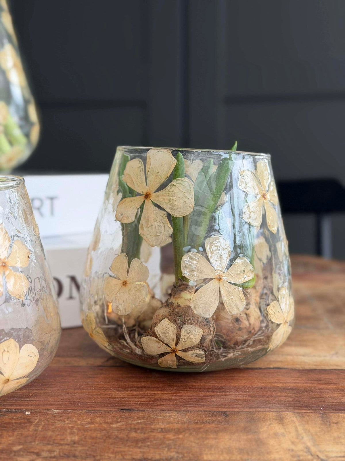 Bougeoir - Verre à motif floral - plusieurs tailles